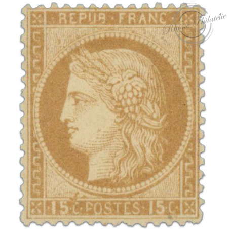 FRANCE N°55 TYPE CÉRÈS 15C BISTRE, TIMBRE NEUF* ET SIGNÉ-1873