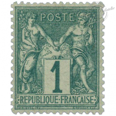 FRANCE N°61 TYPE SAGE 1C VERT, TIMBRE NEUF*1876