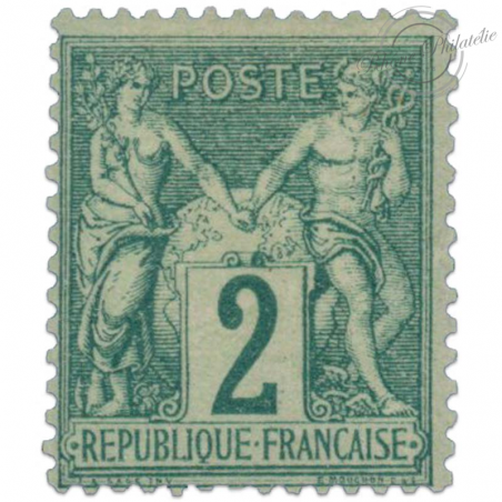 FRANCE N°62 TYPE SAGE 2C VERT, MAGNIFIQUE TIMBRE NEUF*1876