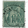 FRANCE N°76 TYPE SAGE 10C VERT, BEAU TIMBRE OBLITÉRÉ-1876