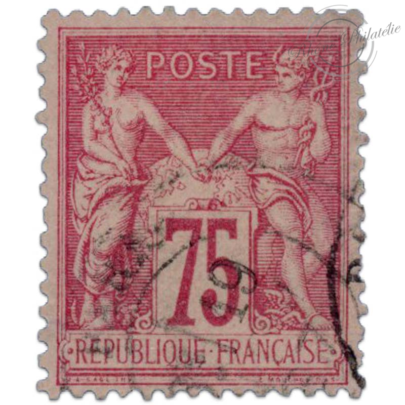 FRANCE N°81 TIMBRE TYPE SAGE 75C, TIMBRE OBLITÉRÉ DE 1885