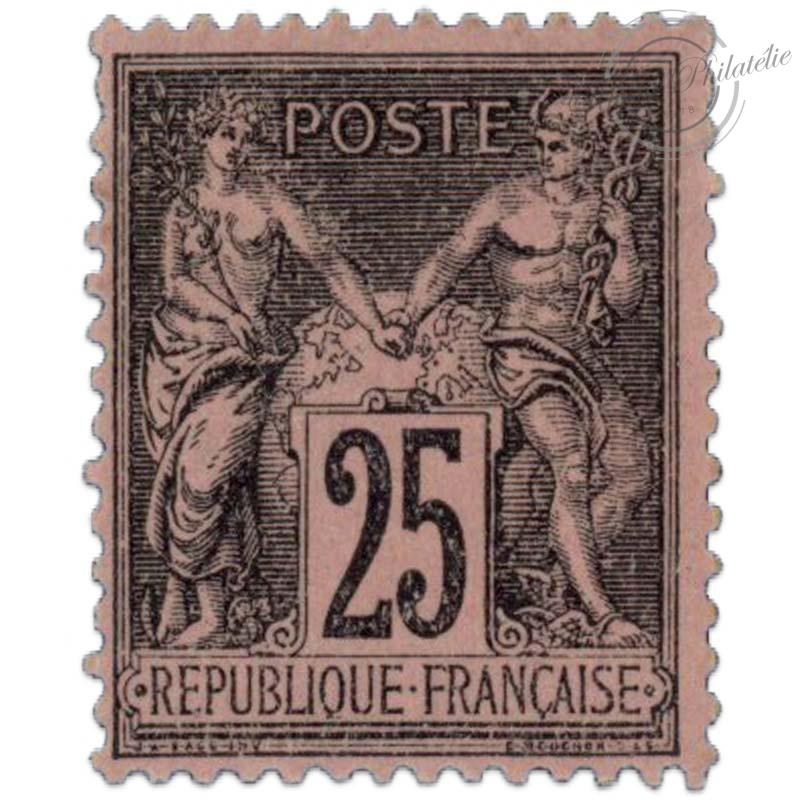 FRANCE N°97 TYPE SAGE II 25 C. NOIR, TIMBRE NEUF* DE 1886