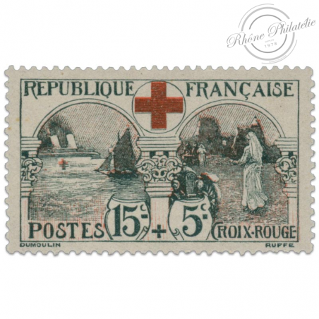 FRANCE N°156 CROIX-ROUGE, TIMBRE NEUF SIGNÉ JF BRUN-1918