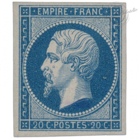 FRANCE N°14B TYPE NAPOLEON 20C. BLEU, TIMBRE NEUF - 1860, RARE