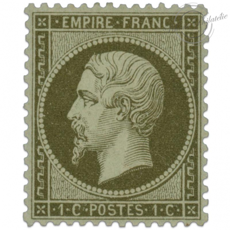 FRANCE N° 19 TYPE NAPOLÉON 1C OLIVE, TIMBRE NEUF* SIGNÉ JF BRUN- 1862