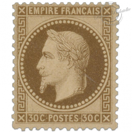 FRANCE N° 30 TYPE NAPOLEON 30C BRUN, TIMBRE NEUF* SIGNÉ JF BRUN-1867, TRÈS RARE