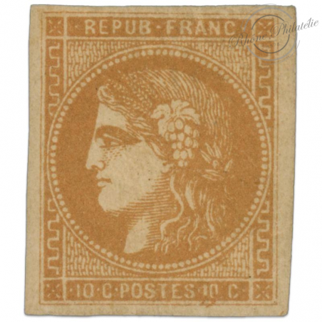 FRANCE, N°43A TYPE CERES, TIMBRE NEUF* SIGNÉ JF BRUN-1870, TRÈS RARE