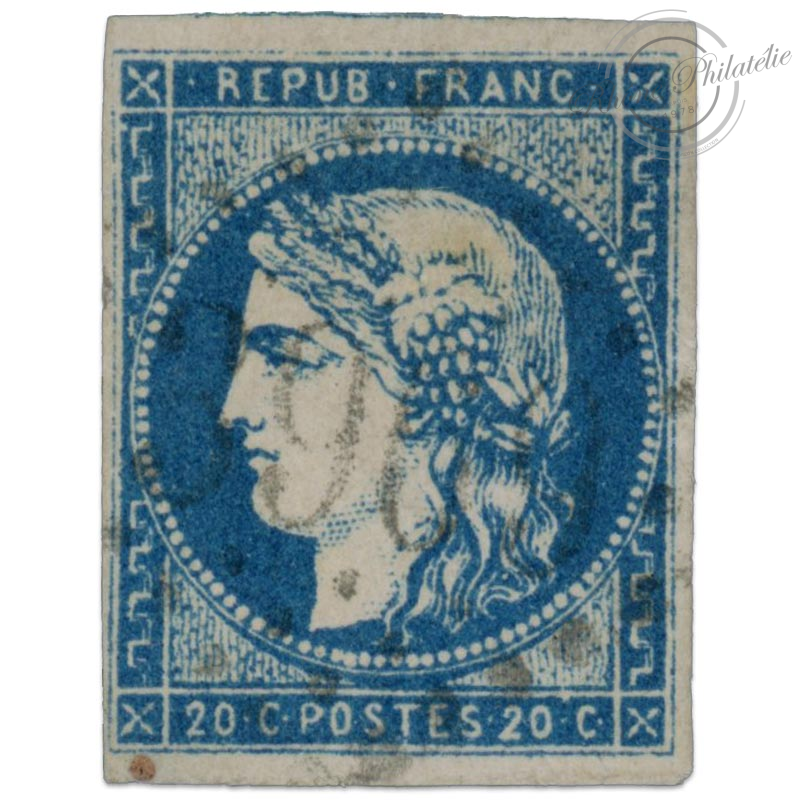 FRANCE, N°44B TYPE CERES, TIMBRE OBLITÉRÉ ET SIGNÉ JF BRUN-1870