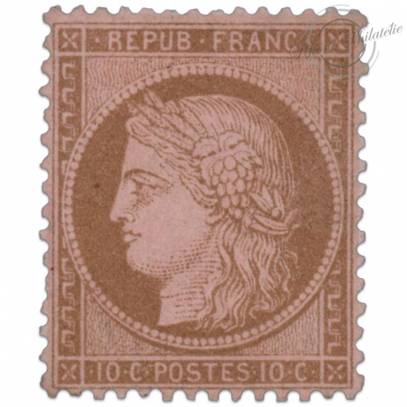 FRANCE N°58 TYPE CÉRÈS 10C BRUN, TIMBRE NEUF* SIGNÉ ROUMET-1873