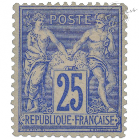 FRANCE N° 78 TYPE SAGE 25C OUTREMER, TIMBRE NEUF* SIGNÉ JF BRUN-1876, RARE
