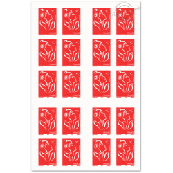 CARNET FRANCE 3744-C3 MARIANNE ROUGE DE LAMOUCHE 20 TIMBRES 20g POUR AFFRANCHIR