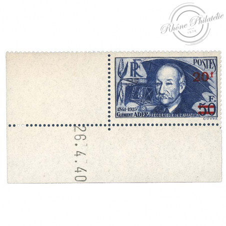 FRANCE TIMBRE N°493 CLEMENT ADER, QUALITE LUXE BDF**1940