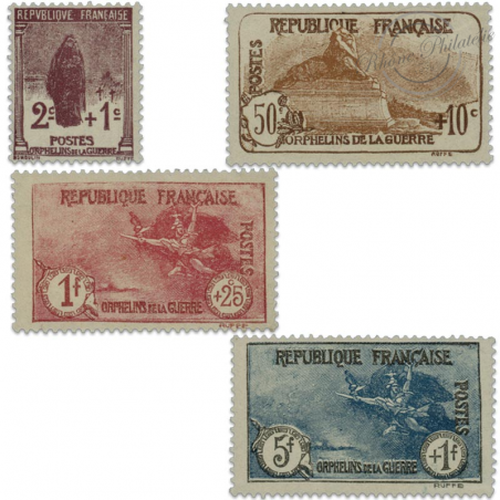 FRANCE N°229 A 232 SÉRIE ORPHELINS DE GUERRE ,TIMBRES NEUFS 1926, SIGNÉ CALVES