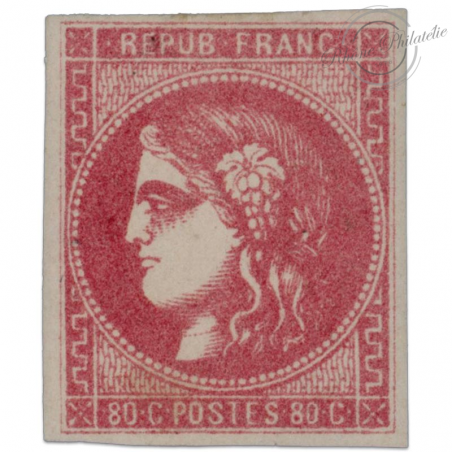 FRANCE N°49 CÉRÈS 80c ROSE, TIMBRE NEUF*, SIGNÉ CALVES-1870 RARE