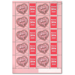 FEUILLE TIMBRES SAINT-VALENTIN "COEURS DE CACHAREL" F3747Ad GOMME BRILLANTE