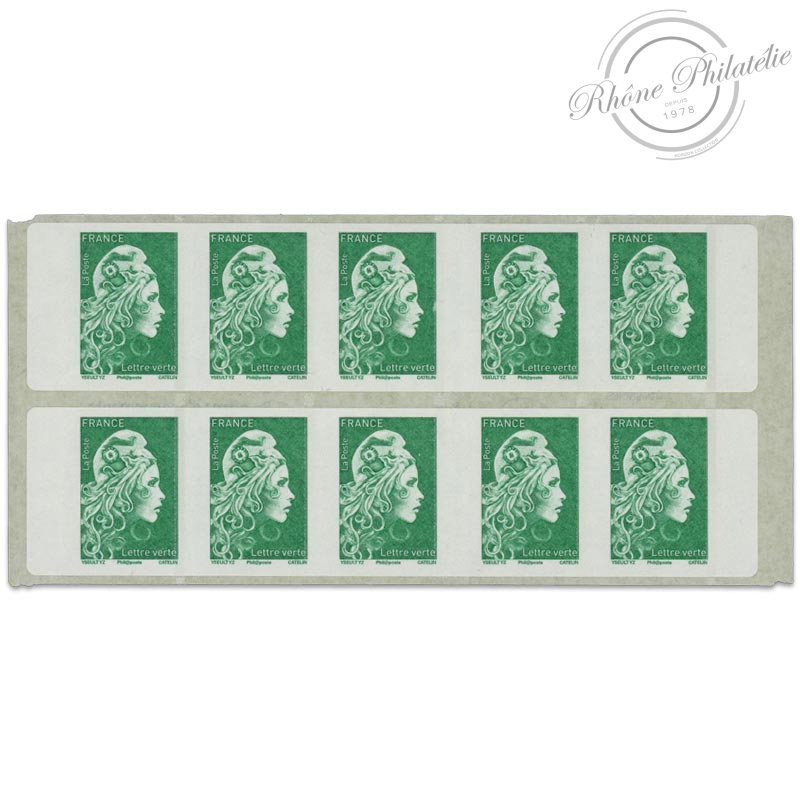 CARNET MARIANNE VERTE D'YSEULT 10 TIMBRES