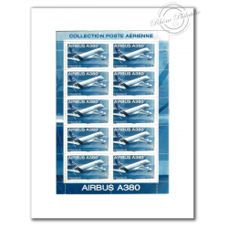 POSTE AÉRIENNE N° 69 "AIRBUS A380" 2006 COLLECTOR FEUILLE DE 10 TIMBRES NEUFS**