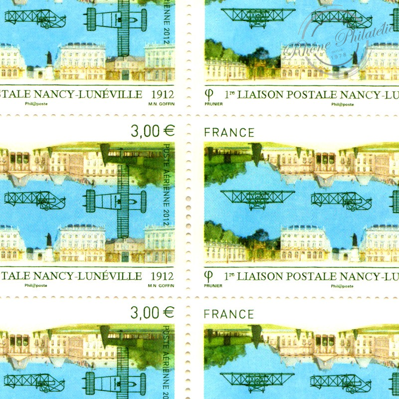 POSTE AÉRIENNE N°75 LIAISON NANCY LUNEVILLE 2012 FEUILLE COLLECTOR TIMBRES NEUFS