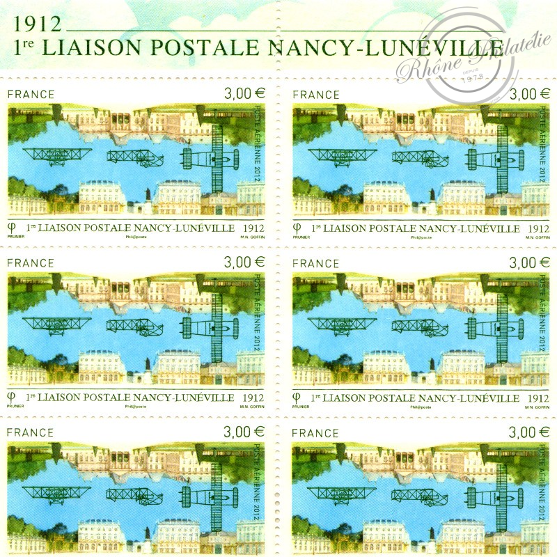 POSTE AÉRIENNE N°75 LIAISON NANCY LUNEVILLE 2012 FEUILLE COLLECTOR TIMBRES NEUFS