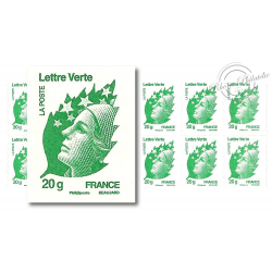 CARNET FRANCE 604-C1 MARIANNE VERTE DE BEAUJARD 12 TIMBRES 20g POUR AFFRANCHIR