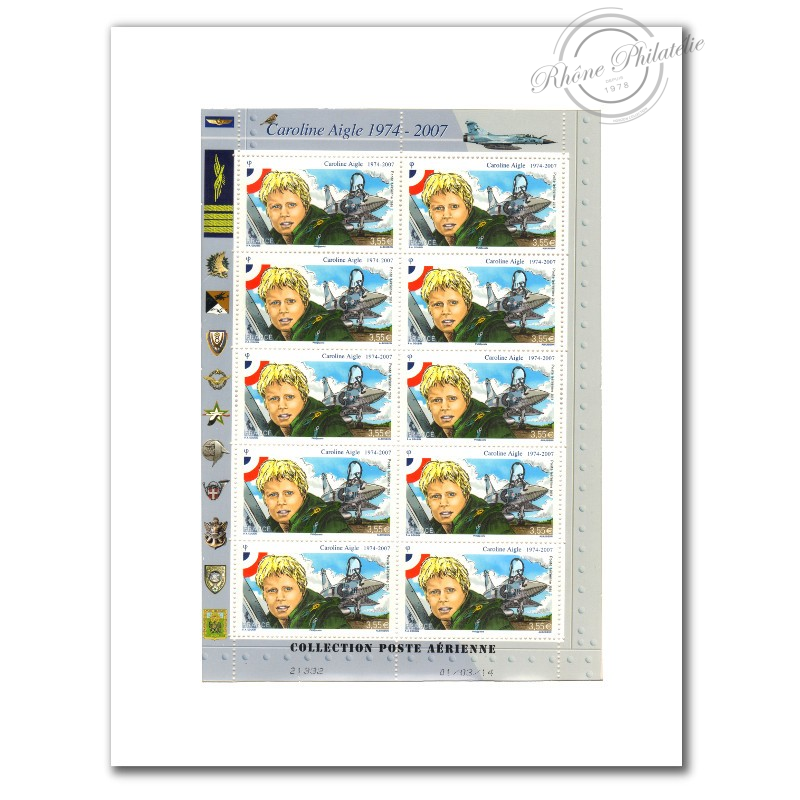 POSTE AÉRIENNE N° 78 CAROLINE AIGLE 2014 FEUILLE COLLECTOR 10 TIMBRES NEUFS**