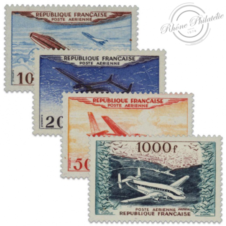 FRANCE PA N°30 A 33 AVIONS PROTOTYPES, TIMBRES NEUFS 1954, LUXE