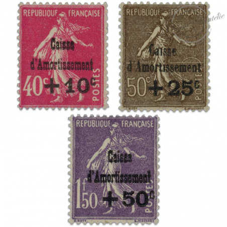 FRANCE N°266 À 268 CAISSE D'AMORTISSEMENT, TIMBRES NEUFS DE 1930