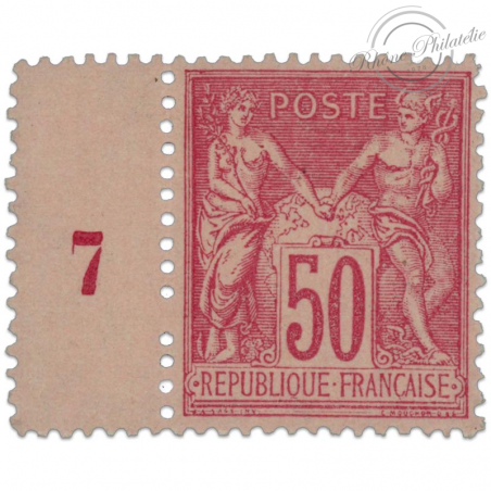 FRANCE N°98 TYPE SAGE 50 C. ROSE, TIMBRE AVEC BDF MILLÉSIMÉ NEUF*, SIGNÉ BRUN-1890