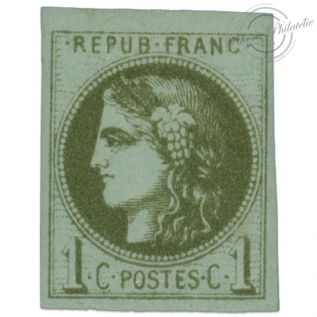 FRANCE N°39A TYPE CÉRÈS OLIVE, SUPERBE TIMBRE NEUF* SIGNÉ JF BRUN-1870 RARE