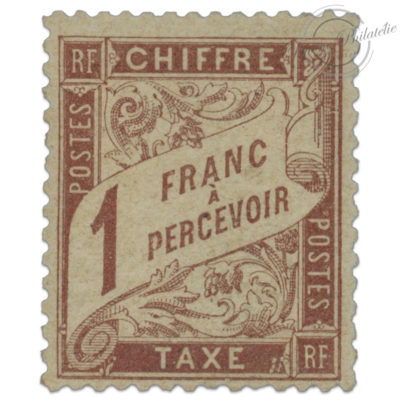 FRANCE TAXE N°25, TIMBRE 1f. NEUF* SIGNÉ BRUN AVEC CERTIFICAT CÉRÈS-1884