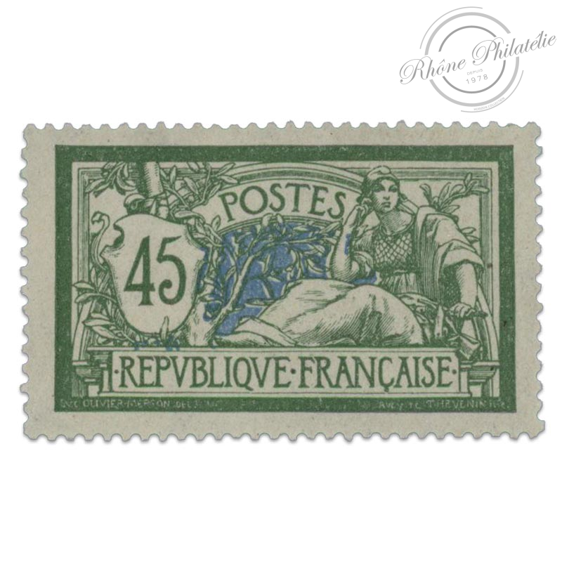 FRANCE N°143 TYPE MERSON 45.C VERT ET BLEU, TIMBRE NEUF - 1907