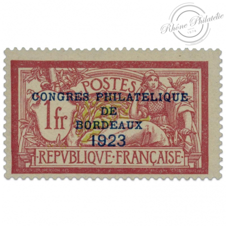FRANCE N°182 CONGRÈS BORDEAUX, TIMBRE NEUF SIGNÉ CALVES - 1923