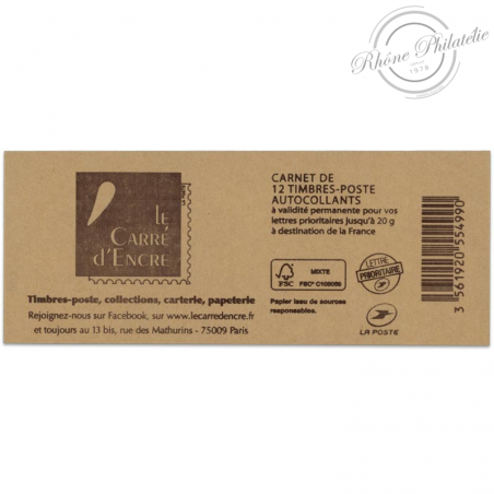 CARNET FRANCE 851-C6 DE 12 TIMBRES 20g POUR AFFRANCHIR MARIANNE ROUGE DE CIAPPA