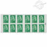 CARNET FRANCE 1598-C6 DE 12 TIMBRES POUR AFFRANCHIR MARIANNE VERTE D'YSEULT