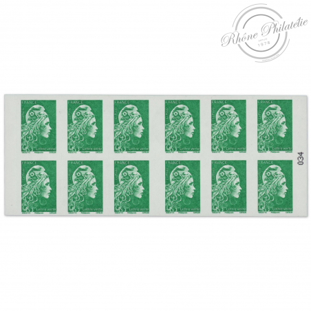 CARNET FRANCE 1598-C8 DE 12 TIMBRES POUR AFFRANCHIR MARIANNE VERTE D'YSEULT
