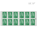 CARNET FRANCE 1598-C9 DE 12 TIMBRES POUR AFFRANCHIR MARIANNE VERTE D\'YSEULT