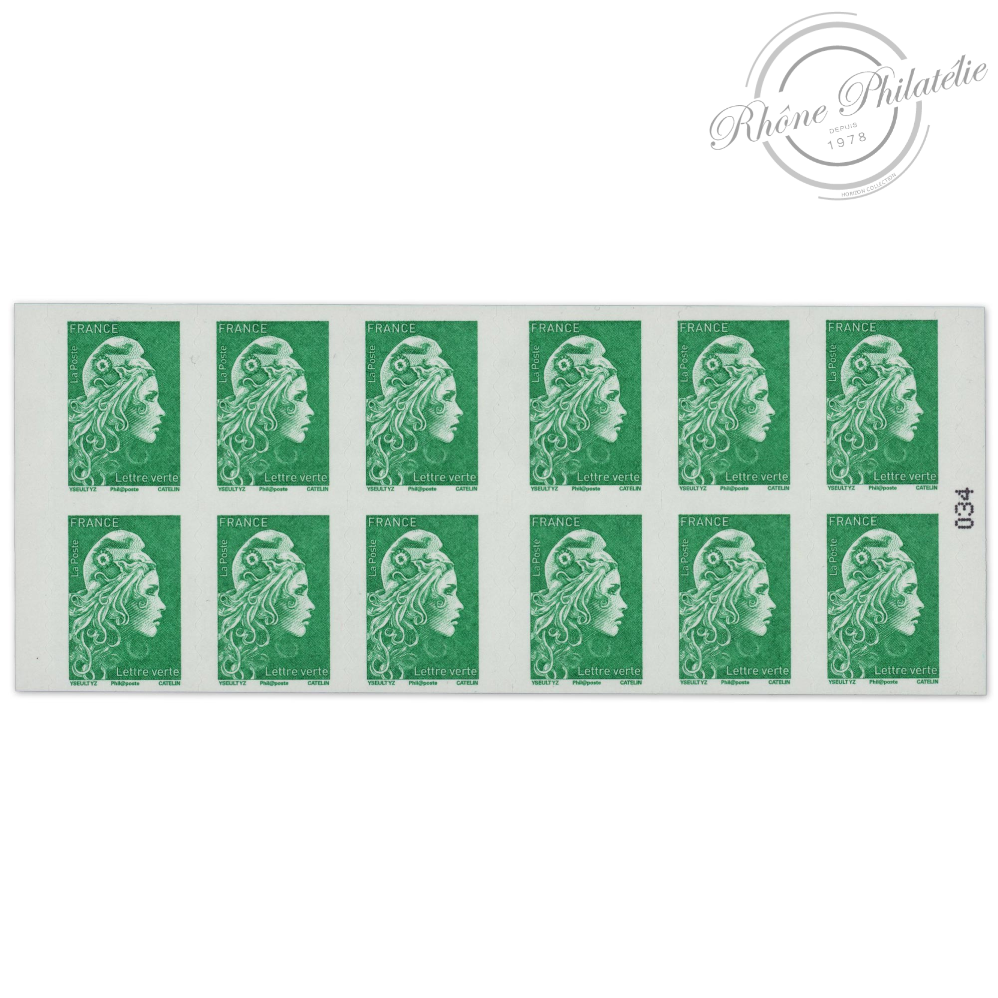 CARNET FRANCE 1598-C12 DE 12 TIMBRES POUR AFFRANCHIR MARIANNE VERTE D'YSEULT