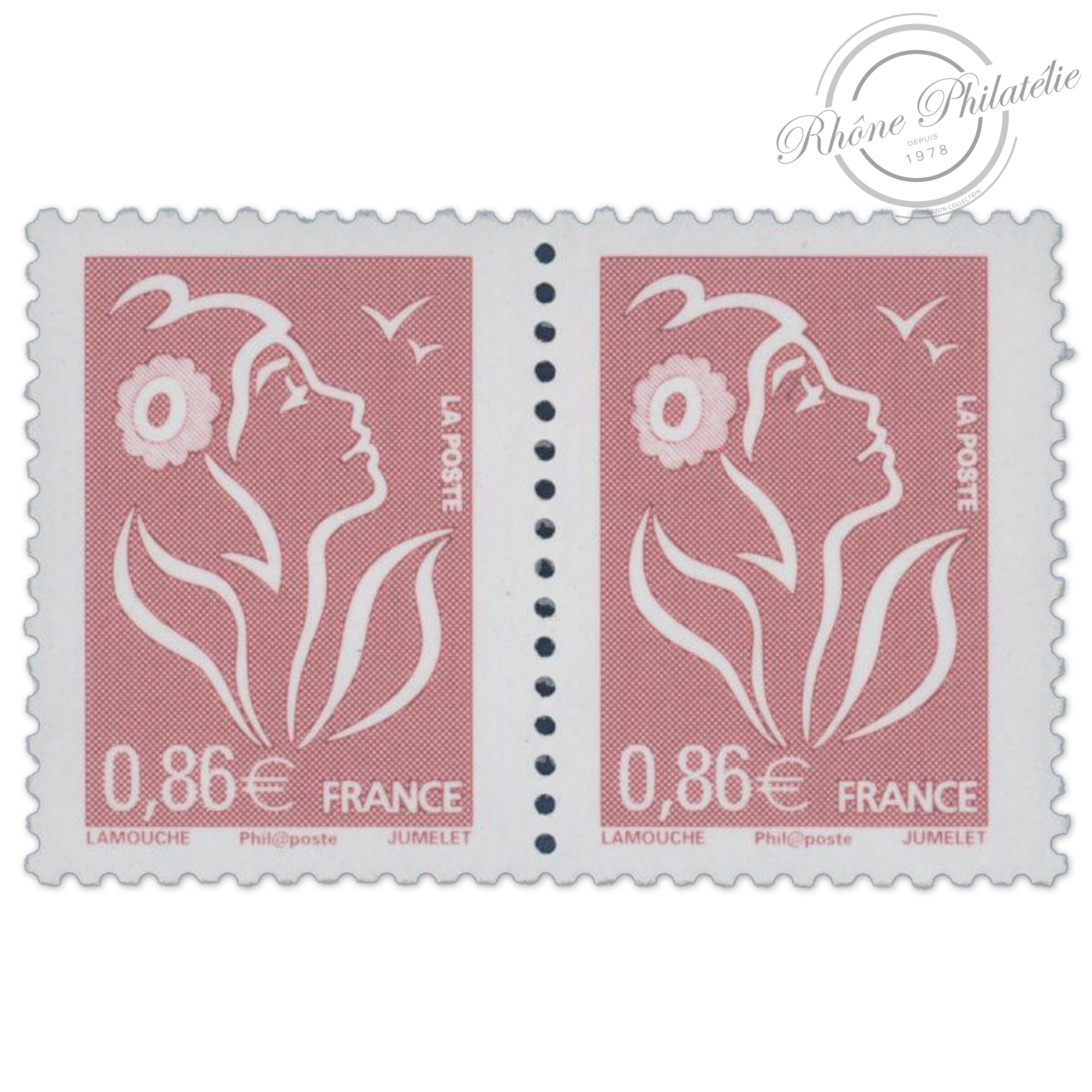 FRANCE PAIRE N°3969b TYPE MARIANNE DE LAMOUCHE SANS BANDES PHOSPHORES, TIMBRES NEUFS** 2006