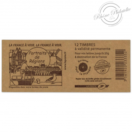 CARNET FRANCE 3744A-C10 MARIANNE ROUGE DE LAMOUCHE 12 TIMBRES POUR AFFRANCHIR