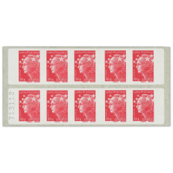 CARNET N°590-C8 DE 10 TIMBRES POUR AFFRANCHIR MARIANNE ROUGE DE BEAUJARD