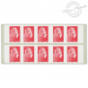 CARNET FRANCE 1599-C2 DE 10 TIMBRES POUR AFFRANCHIR MARIANNE ROUGE D'YSEULT