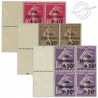 FRANCE N°266 À 268 CAISSE D'AMORTISSEMENT, BLOCS DE 4 TIMBRES NEUFS SIGNÉS BRUN-1930