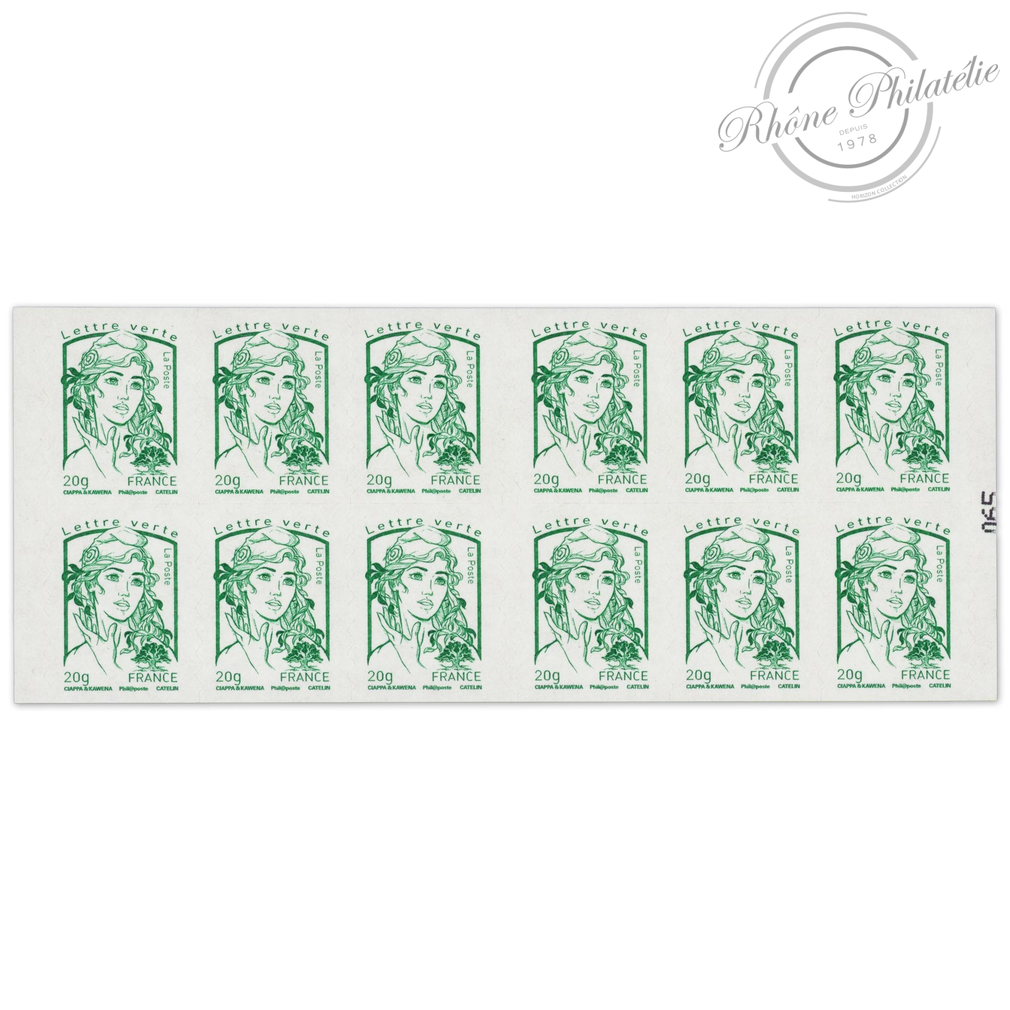 CARNET FRANCE 858-C4 DE 12 TIMBRES 20g POUR AFFRANCHIR MARIANNE VERTE DE CIAPPA