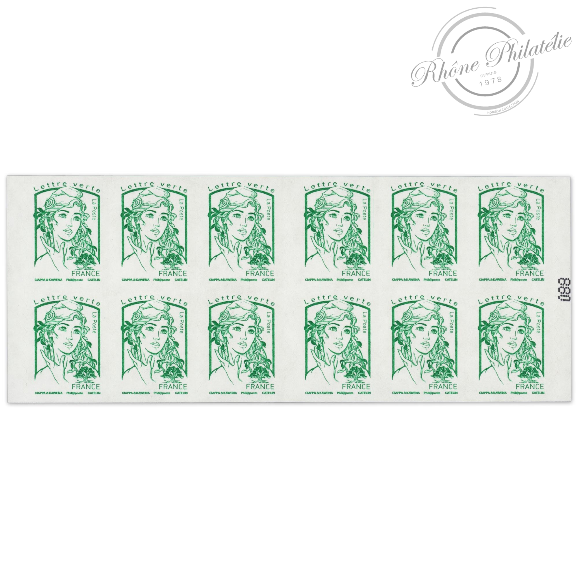 CARNET FRANCE 1215-C5 DE 12 TIMBRES POUR AFFRANCHIR 20g MARIANNE VERTE DE CIAPPA