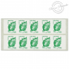 CARNET FRANCE 604-C2 MARIANNE VERTE DE BEAUJARD 10 TIMBRES POUR AFFRANCHIR 20g