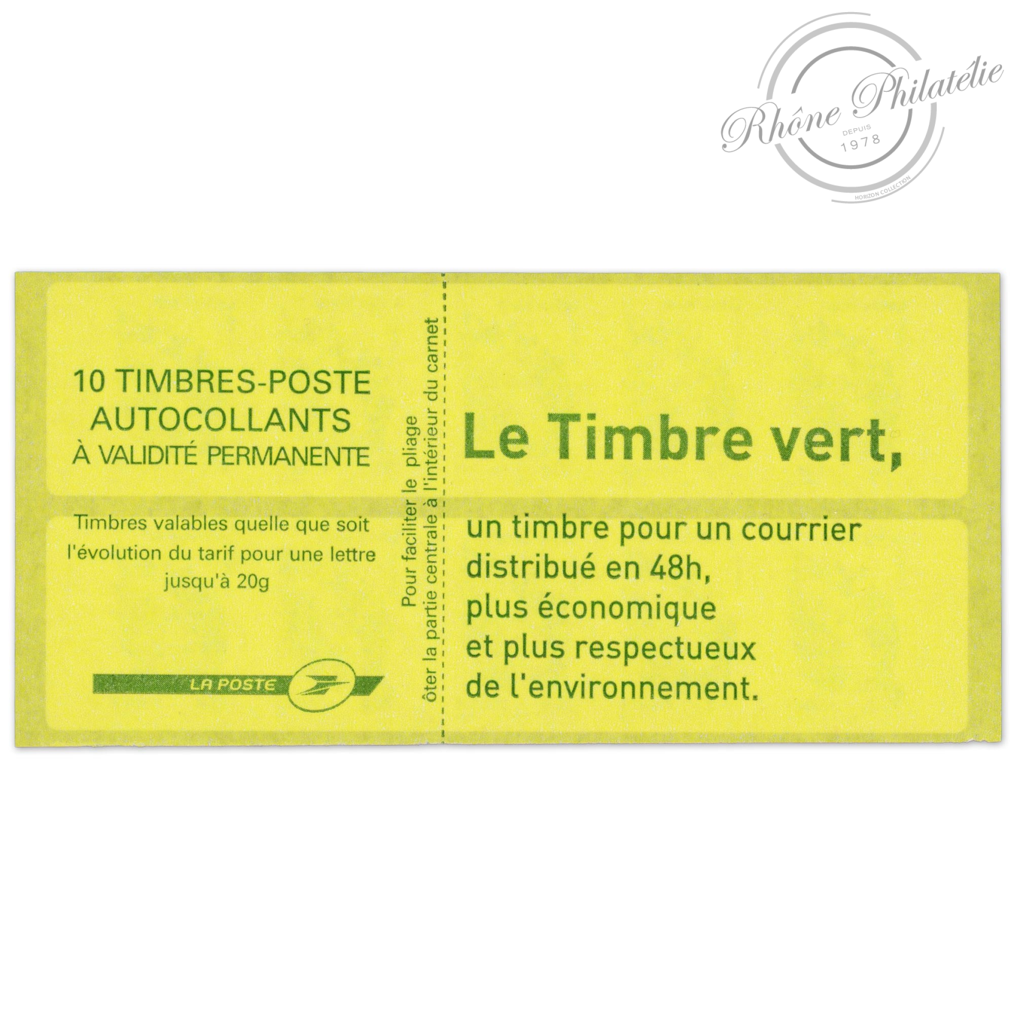 CARNET FRANCE 604-C2 MARIANNE VERTE DE BEAUJARD 10 TIMBRES POUR AFFRANCHIR 20g