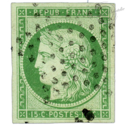 Timbres Télégraphe n°2, 50c vert oblitéré càd FECAMP 1868, signé A.BRUN - TB