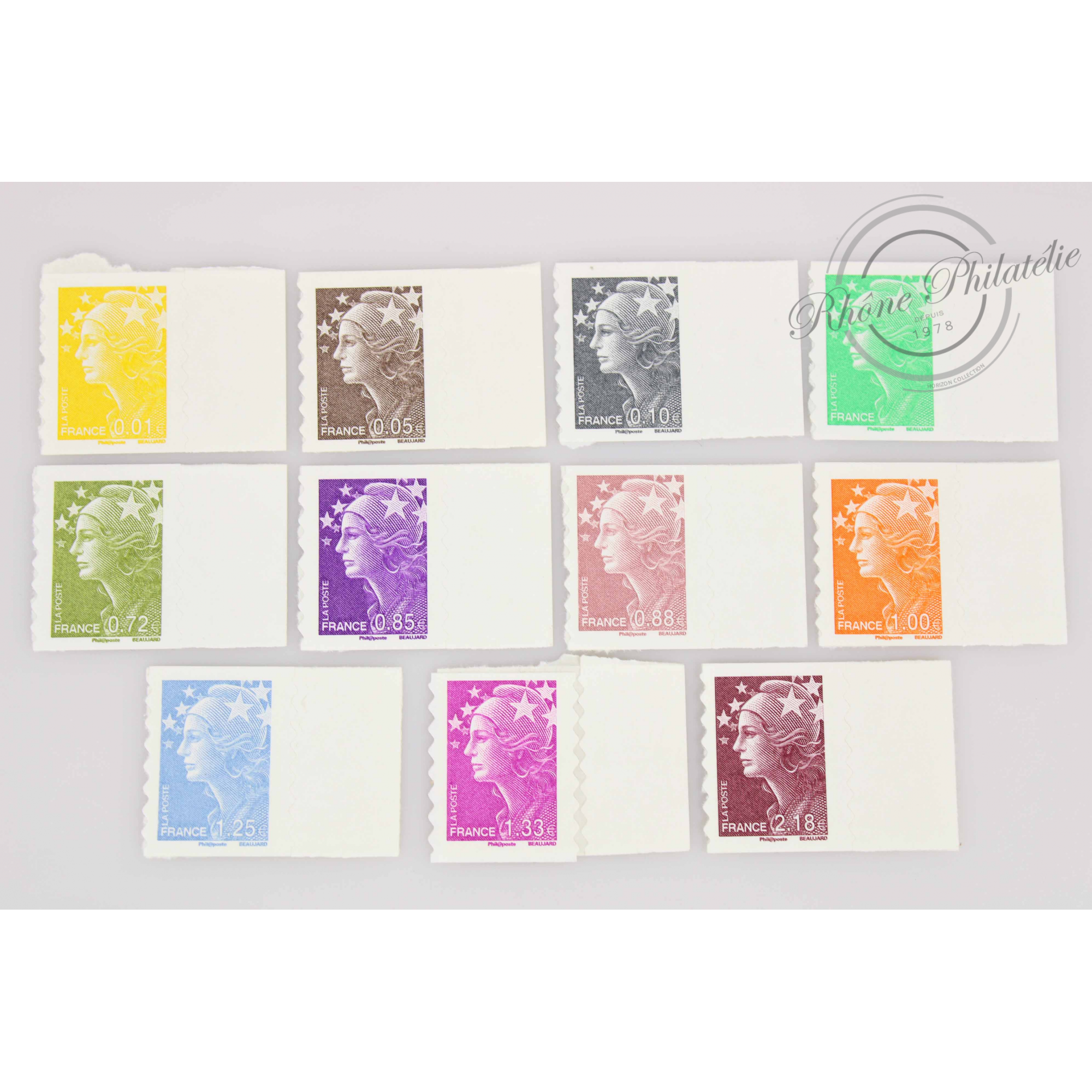 FRANCE SÉRIE N°208 A 218, TIMBRES AUTOADHÉSIFS NEUFS AVEC BDF - 2008