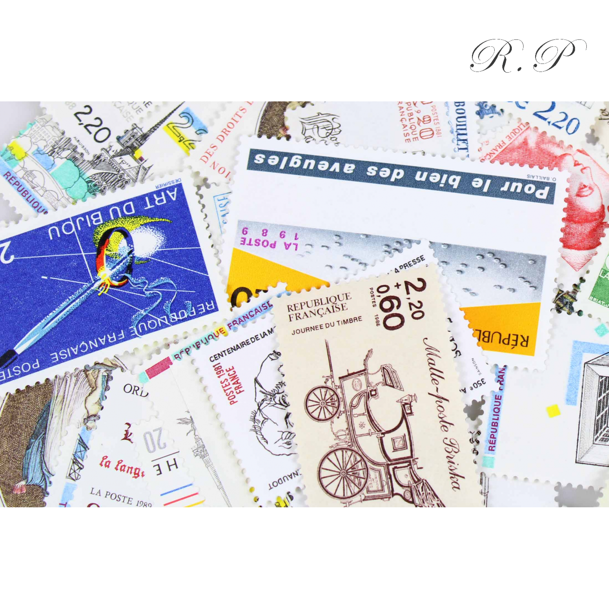 LOT DE 100 TIMBRES FRANCE NEUFS AFFRANCHISSEMENT 2,20 FRANCS, SOUS FACIALE