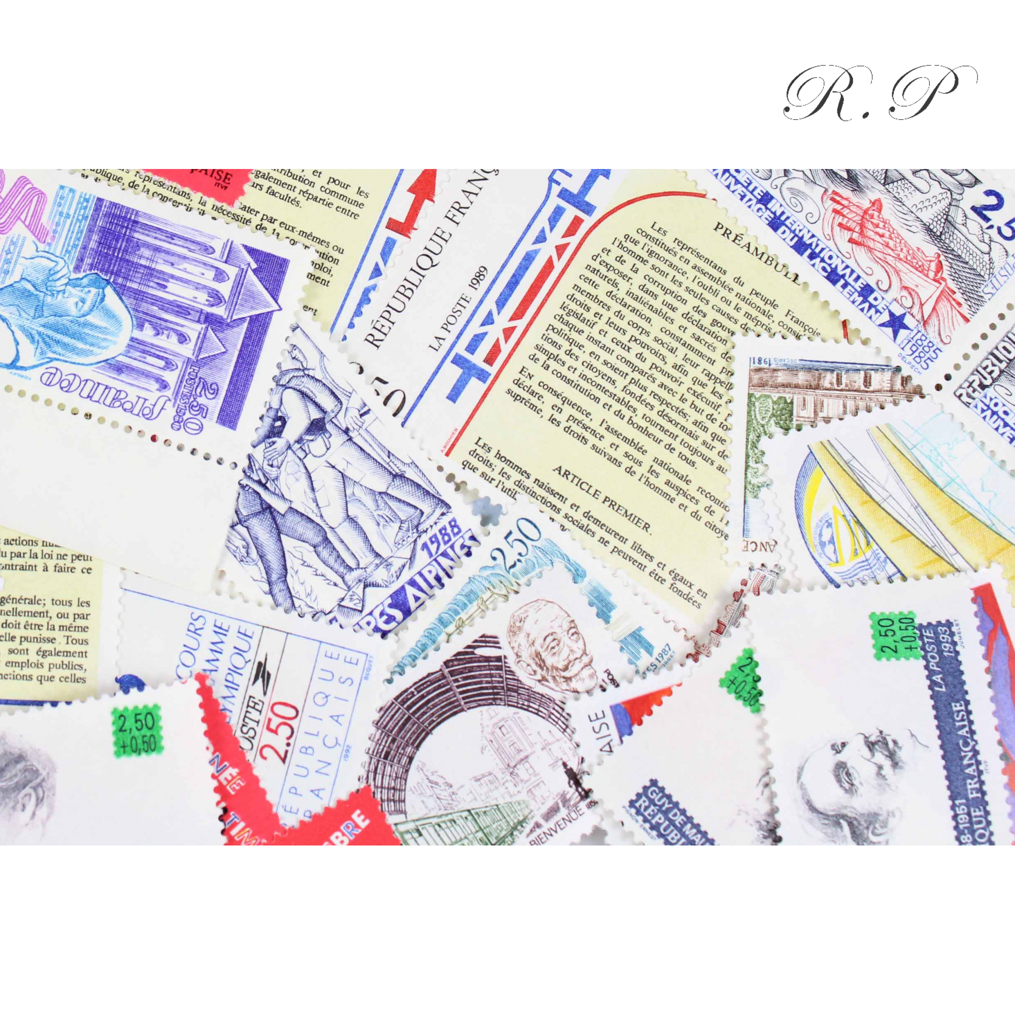 LOT DE 100 TIMBRES FRANCE NEUFS AFFRANCHISSEMENT 2,50 FRANCS, SOUS FACIALE